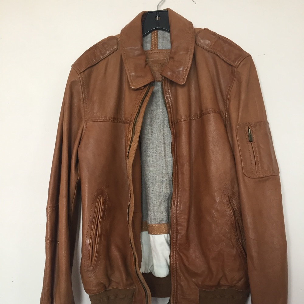Faux leather brown jacket